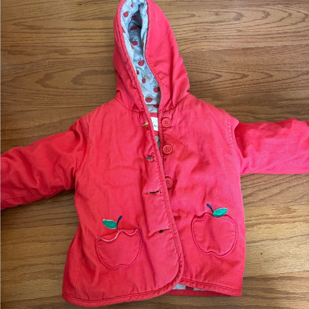 Baby Boden Red Apple Pocket Puffer Jacket